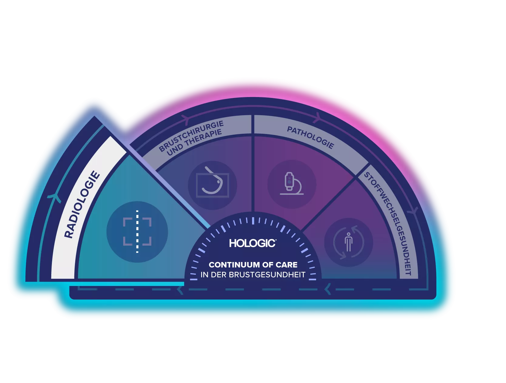Darstellung des Hologic Continuum of Care in der Brustgesundheit mit Radiologie