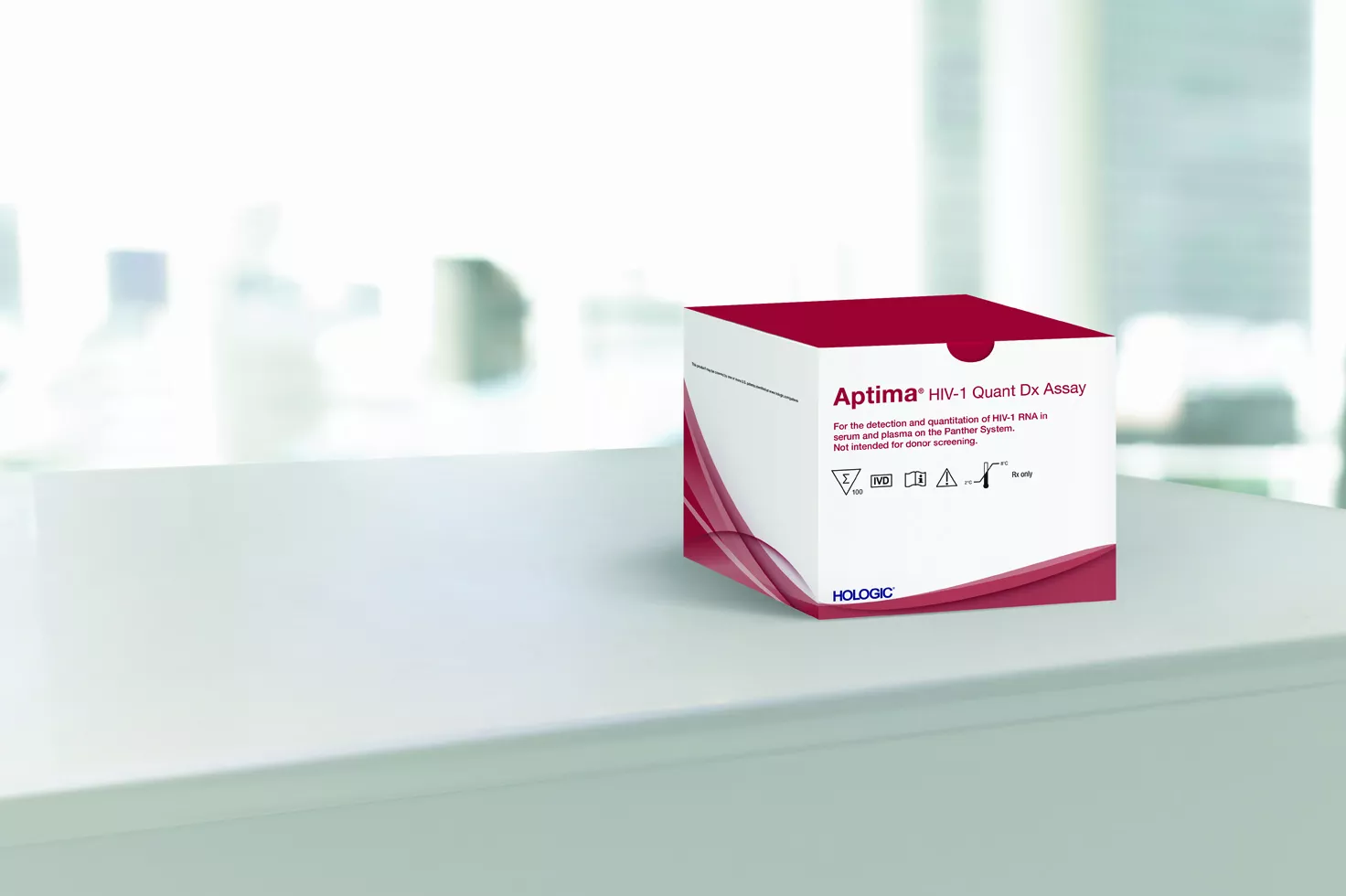 Hologic Aptima™ HIV-1 Quant Dx Assay vor weißem Hintergrund